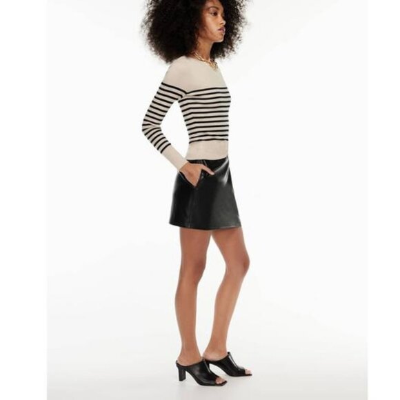 Aritzia Babaton Flags Mid Rise Vegan Leather Pencil Skirt In Black Large - Picture 2 of 7